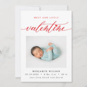 バレンタインデーの写真誕生 案内状 (正面)