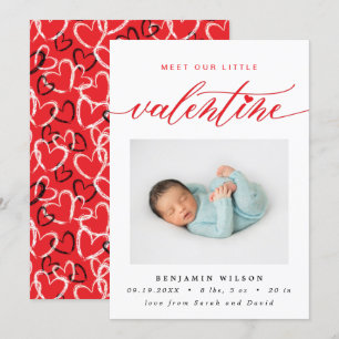 バレンタインデーの写真誕生 案内状
