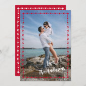 バレンタインデーの写真遊び心あふれるハートボーダー シーズンカード (正面/裏面)