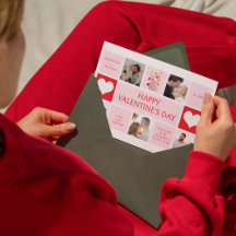 バレンタインデーの写真5枚 コラージュ フラット ホリデー カード