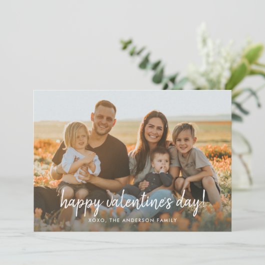 バレンタインデーの写真 | エレガントでスタイリッシュなスクリプト シーズンカード (スタンド正面)