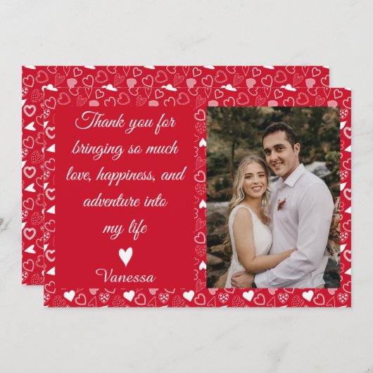 バレンタインデーの写真 ハート柄をカスタマイズ シーズンカード (正面/裏面)