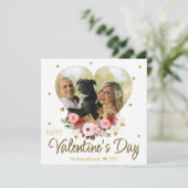 バレンタインデーの写真 ハート ゴールド グリッター ハート シーズンカード (スタンド正面)