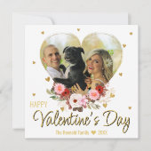 バレンタインデーの写真 ハート ゴールド グリッター ハート シーズンカード (正面)