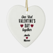 バレンタインデーの初めてのカップル セラミックオーナメント (右)