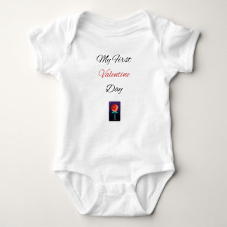 バレンタインデーの初めての男の子のバレンタイン ベビーボディスーツ