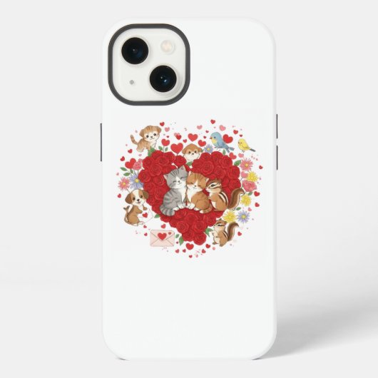 バレンタインデーの動物の愛 iPhoneケース (裏面)