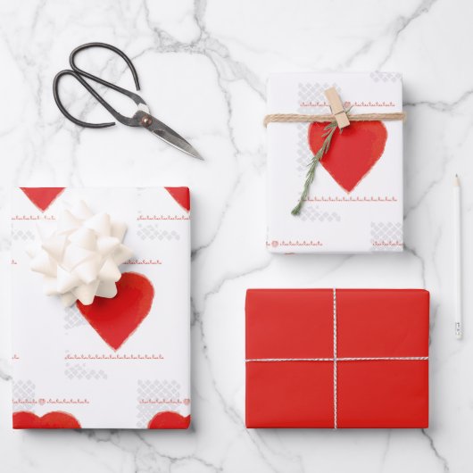 バレンタインデーの包み紙と紙 ラッピングペーパーシート (正面)