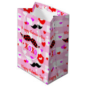 バレンタインデーの口ひげ愛とキス ミディアムペーパーバッグ (正面アングル)