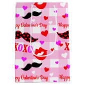 バレンタインデーの口ひげ愛とキス ミディアムペーパーバッグ (裏面)