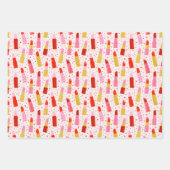 バレンタインデーの口紅とハート ラッピングペーパーシート (正面2)