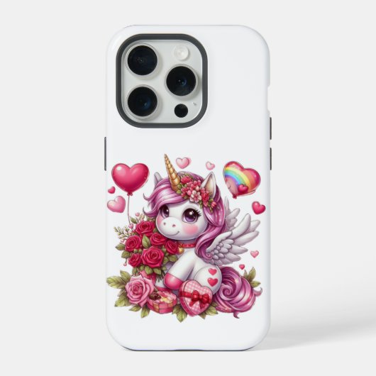 バレンタインデーの可愛いうさぎ iPhoneケース (裏面)
