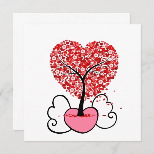 バレンタインデーの可愛いプレゼント 招待状 (正面/裏面)