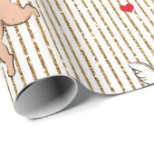 バレンタインデーの可愛い天使の白と金ゴールド ラッピングペーパー (ロールコーナー)