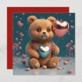 バレンタインデーの可愛い小さなクマ シーズンカード (正面/裏面)
