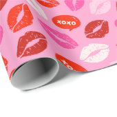 バレンタインデーの唇とピンクの文字 ラッピングペーパー (ロールコーナー)