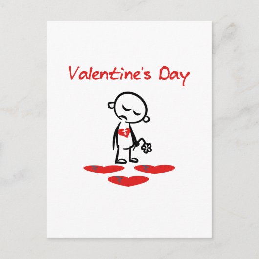 バレンタインデーの壊れたハートマンカラー ポストカード (正面)