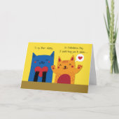 バレンタインデーの夫の猫が抱きしめ愛 カード (正面)