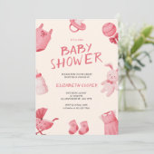 バレンタインデーの女の子ベビーシャワー 招待状 (スタンド正面)