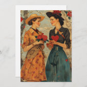 バレンタインデーの女性向けヴィンテージ シーズンカード (正面/裏面)