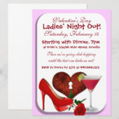 バレンタインデーの女性限定の夜の誘い 招待状 (正面/裏面)