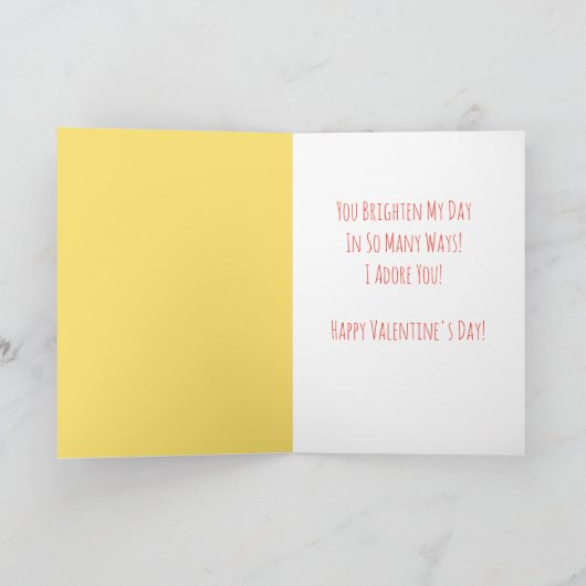 バレンタインデーの妻ピンク&イエローハート カード (内部)