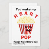 バレンタインデーの子供向けかわいいポップコーン シーズンカード (正面/裏面)