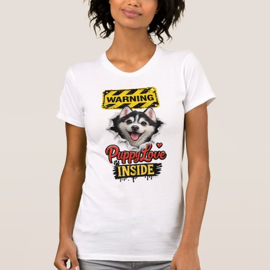 バレンタインデーの子犬の愛 Tシャツ (正面)