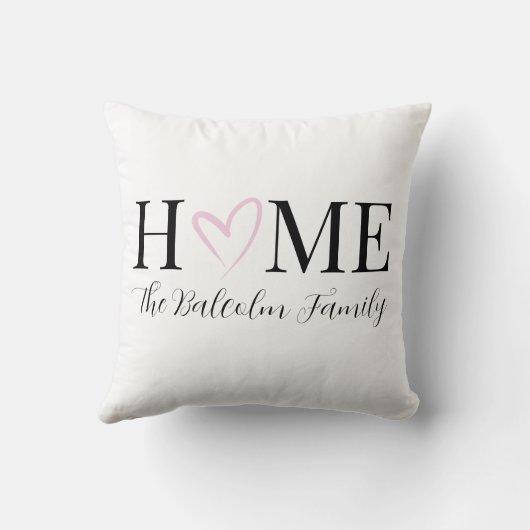 バレンタインデーの家ピンクハートファミリー名 クッション (裏面)