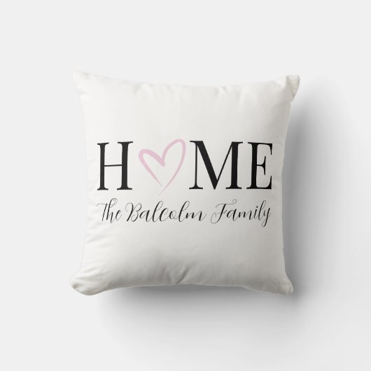 バレンタインデーの家ピンクハートファミリー名 クッション (正面)