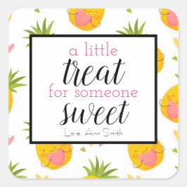 バレンタインデーの小さなお祝いパイナップルハート スクエアシール