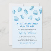 バレンタインデーの小さな恋人 ブルーベイビーシャワー 招待状 (正面)