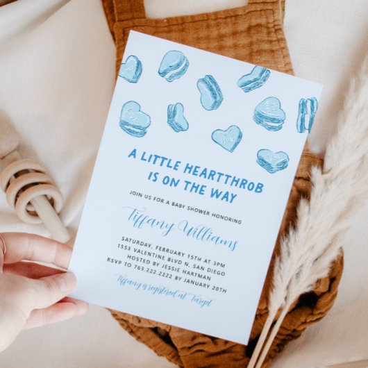 バレンタインデーの小さな恋人 ブルーベイビーシャワー 招待状