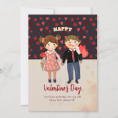 バレンタインデーの幸せなカップル フラット ホリデー カード (正面)