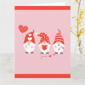 バレンタインデーの幸せなノーム 赤 カード (黄色い花)