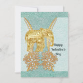 バレンタインデーの彼氏 ティールブルー ゴールド エレファント カード (正面)