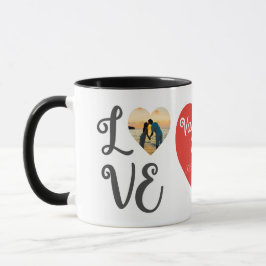 バレンタインデーの思い出の写真入り"LOVE"コラージュ マグカップ