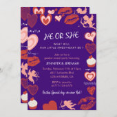 バレンタインデーの性別による招待の表示 招待状 (正面/裏面)