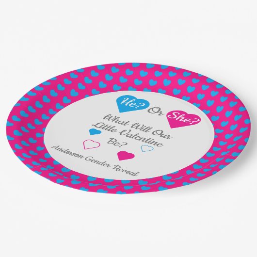 バレンタインデーの性別を表示 ペーパープレート (アングル)