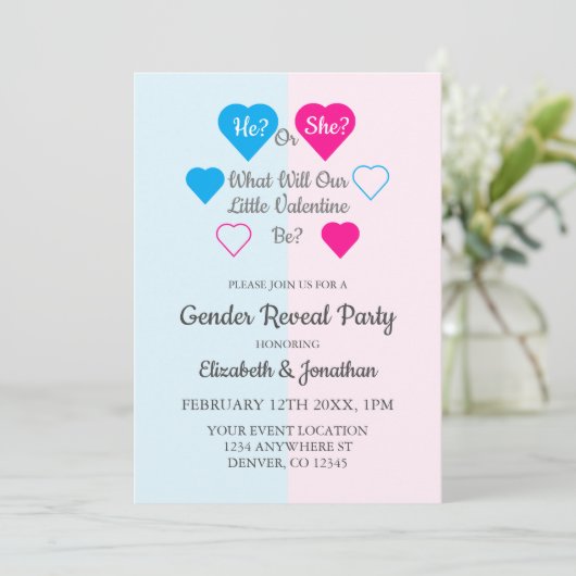 バレンタインデーの性別を表示 招待状 (スタンド正面)