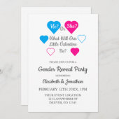 バレンタインデーの性別を表示 招待状 (正面/裏面)