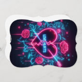 バレンタインデーの恋の痛み ネオンハート シーズンカード (正面/裏面)