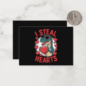 バレンタインデーの恐竜 私がハートを盗む ティラノサウルス ノートカード (正面/裏面インサイチュ)