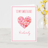 バレンタインデーの愛する人へのピンクと赤のハート カード (黄色い花)