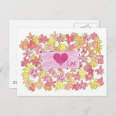 バレンタインデーの愛のオレンジの花 ポストカード (正面/裏面)