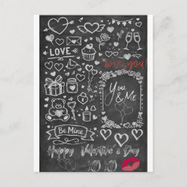 バレンタインデーの愛のチョークボード ポストカード