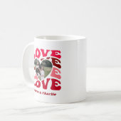 バレンタインデーの愛のハートカスタム写真と名前 コーヒーマグカップ (正面左)