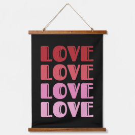 バレンタインデーの愛の繰り返すテキスト 愛してる 吊り下げ型タペストリー