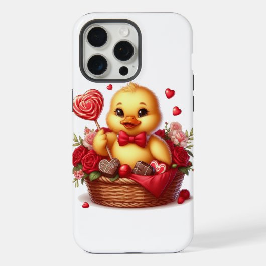 バレンタインデーの愛らしいアヒル iPhoneケース (裏面)