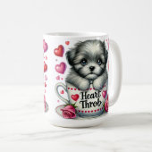 バレンタインデーの愛らしい子犬 コーヒーマグカップ (正面右)